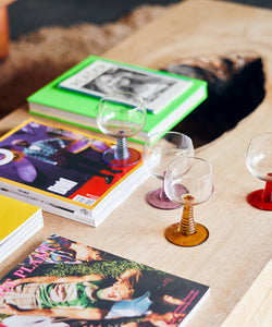 HKliving | 70's SWIRL WINE GLASS LOW - BLUE